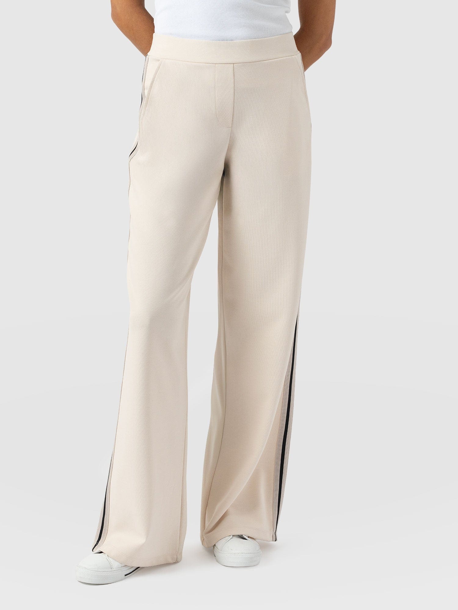 Victory Straight Leg Pant - Cream - Black Stripe - Women's Pants | Saint + Sofia® USA