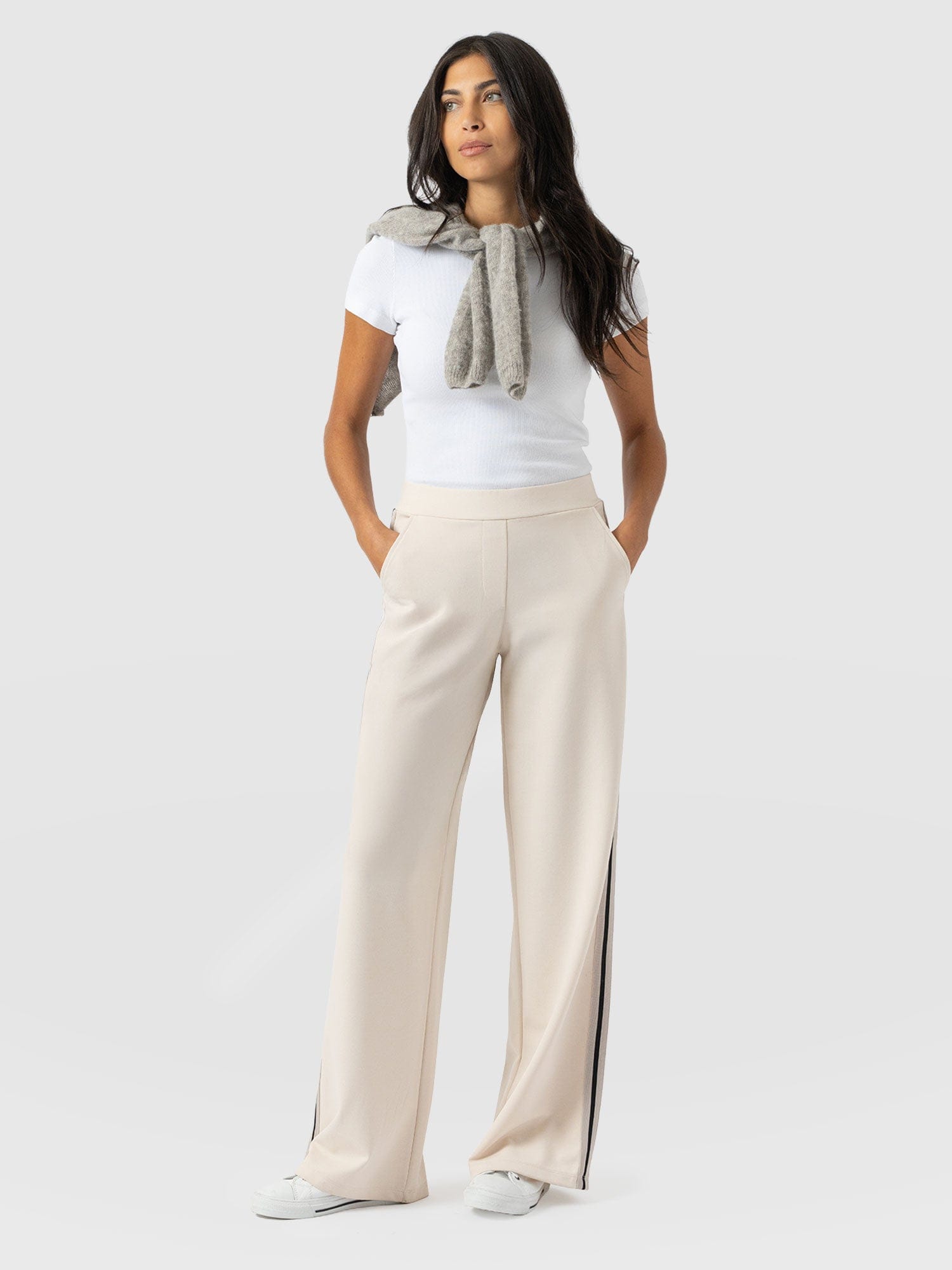 Victory Straight Leg Pant - Cream - Black Stripe - Women's Pants | Saint + Sofia® USA
