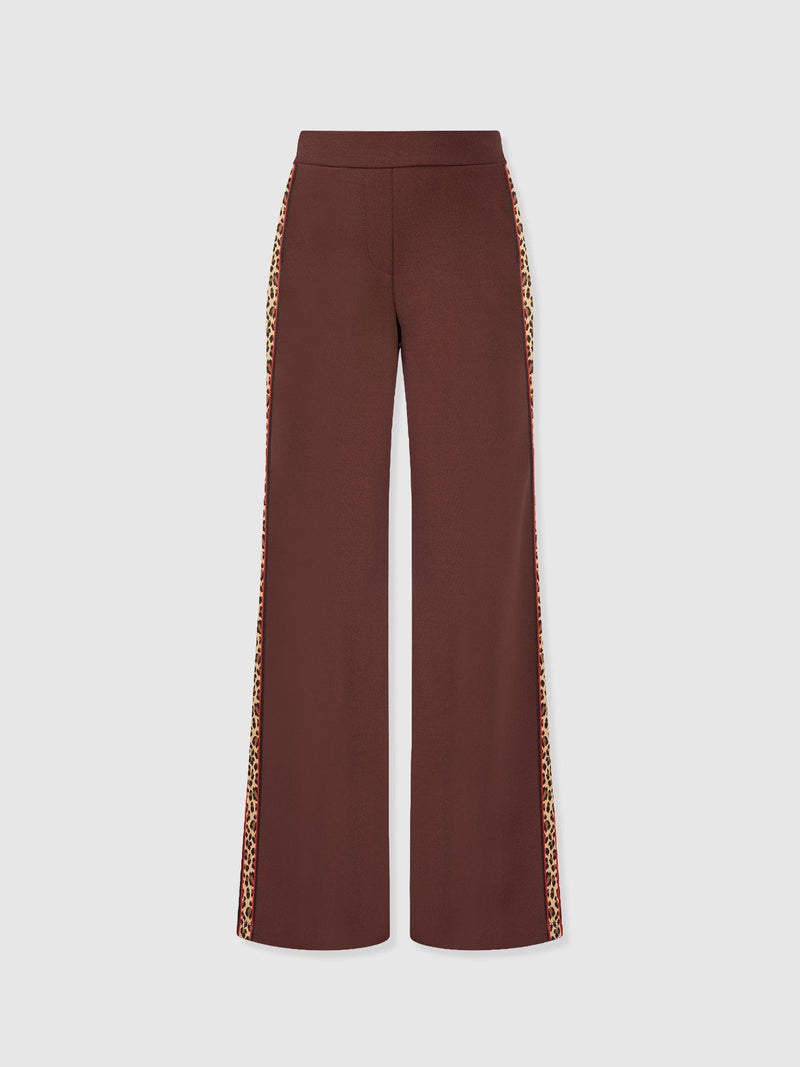 Victory Straight Leg Pant - Maroon - Leopard - Women's Pants | Saint + Sofia® USA