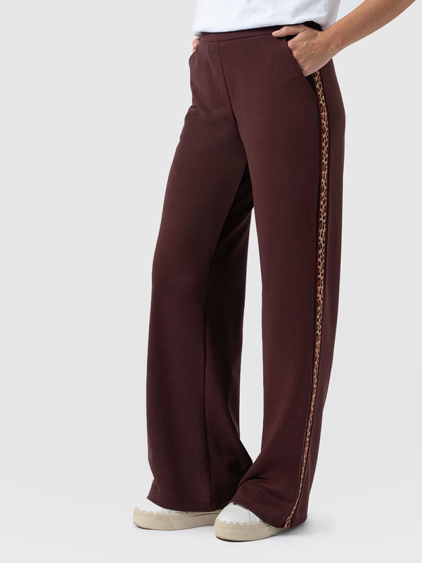 Victory Straight Leg Pant - Maroon - Leopard - Women's Pants | Saint + Sofia® USA
