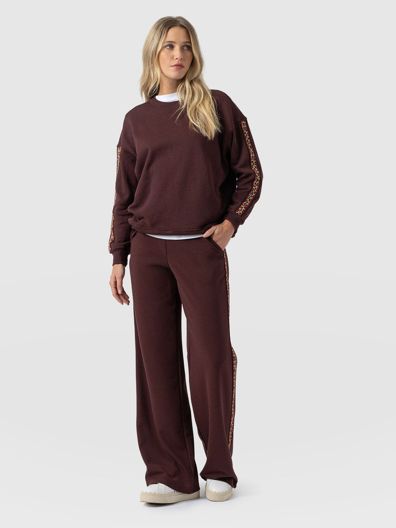 Victory Straight Leg Pant - Maroon - Leopard - Women's Pants | Saint + Sofia® USA