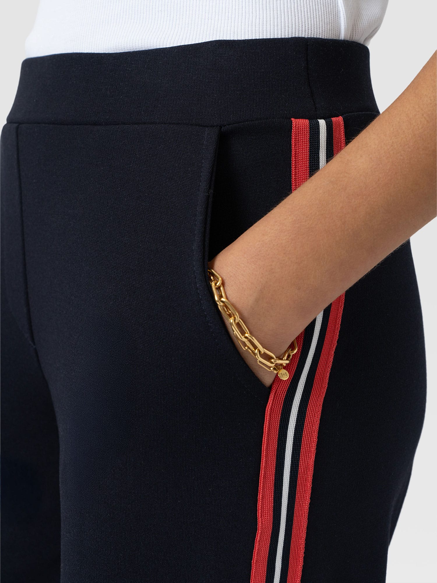 Victory Straight Leg Pant Navy/Red Stripe - Women's Trousers | Saint + Sofia® USA