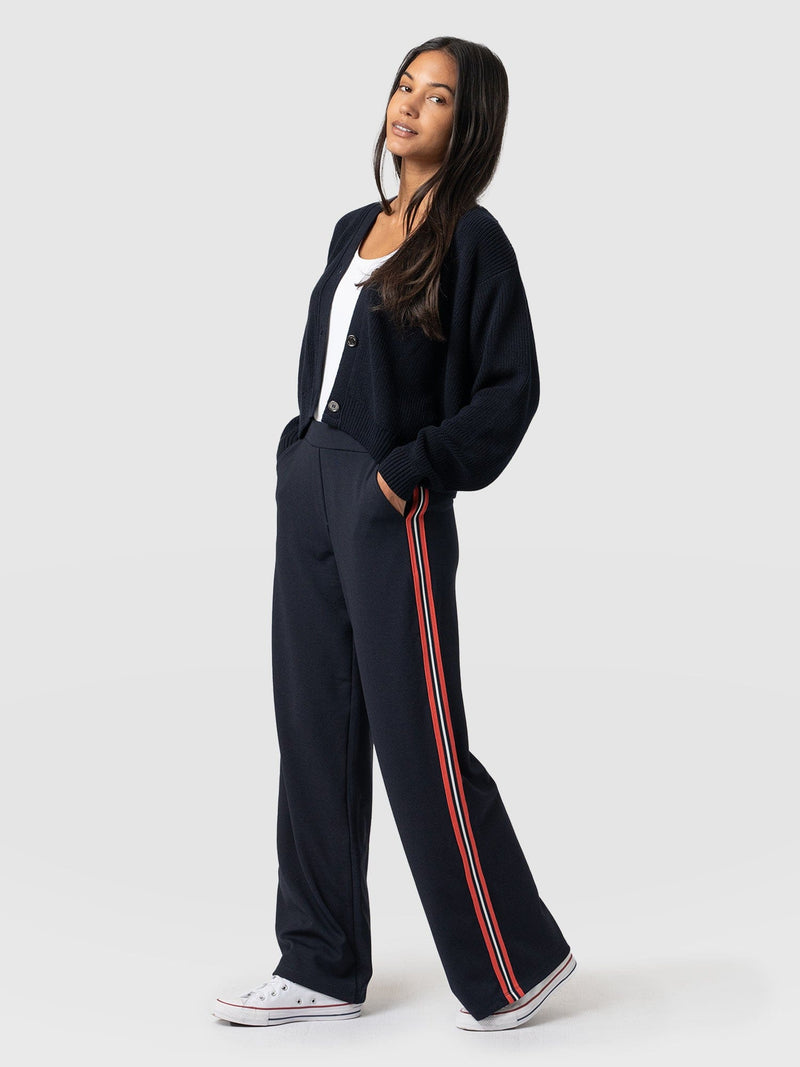 Victory Straight Leg Pant Navy/Red Stripe - Women's Trousers | Saint + Sofia® USA