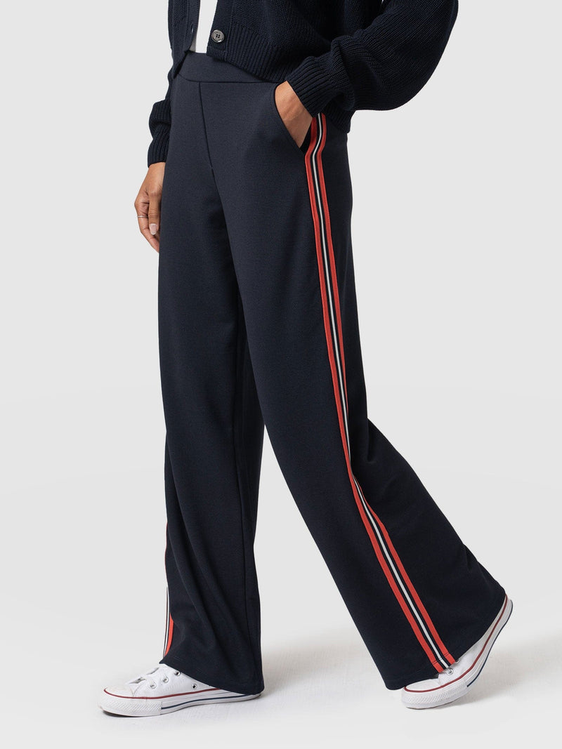 Victory Straight Leg Pant Navy/Red Stripe - Women's Trousers | Saint + Sofia® USA