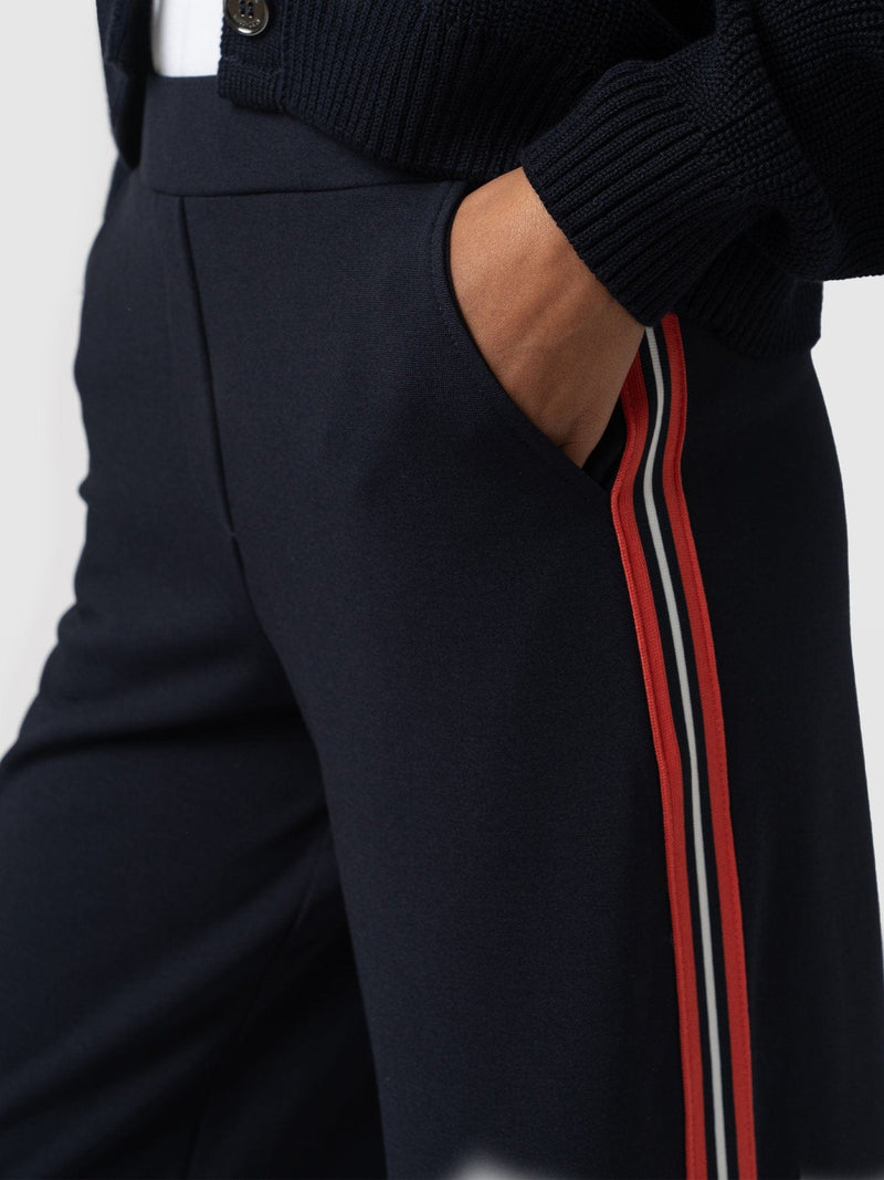 Victory Straight Leg Pant Navy/Red Stripe - Women's Trousers | Saint + Sofia® USA