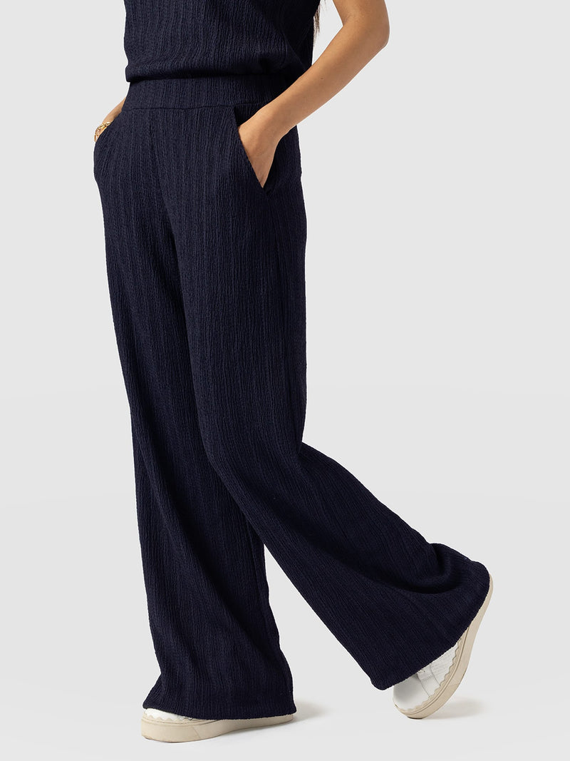 Victory Straight Leg Pant - Navy Textured - Women's Pants | Saint + Sofia® USA