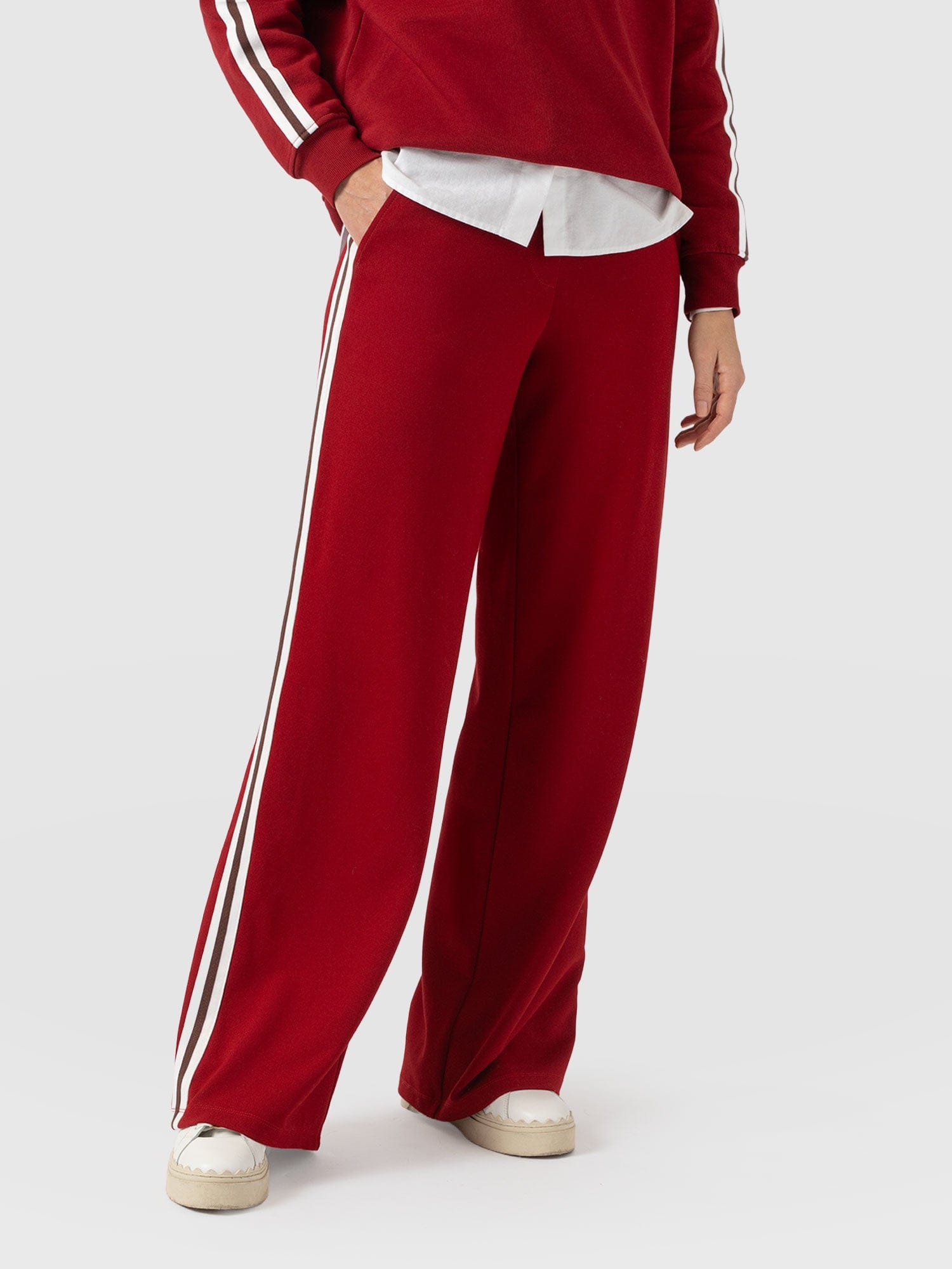 Victory Straight Leg Pant - Red - Brown Stripe - Women's Pants | Saint + Sofia® USA