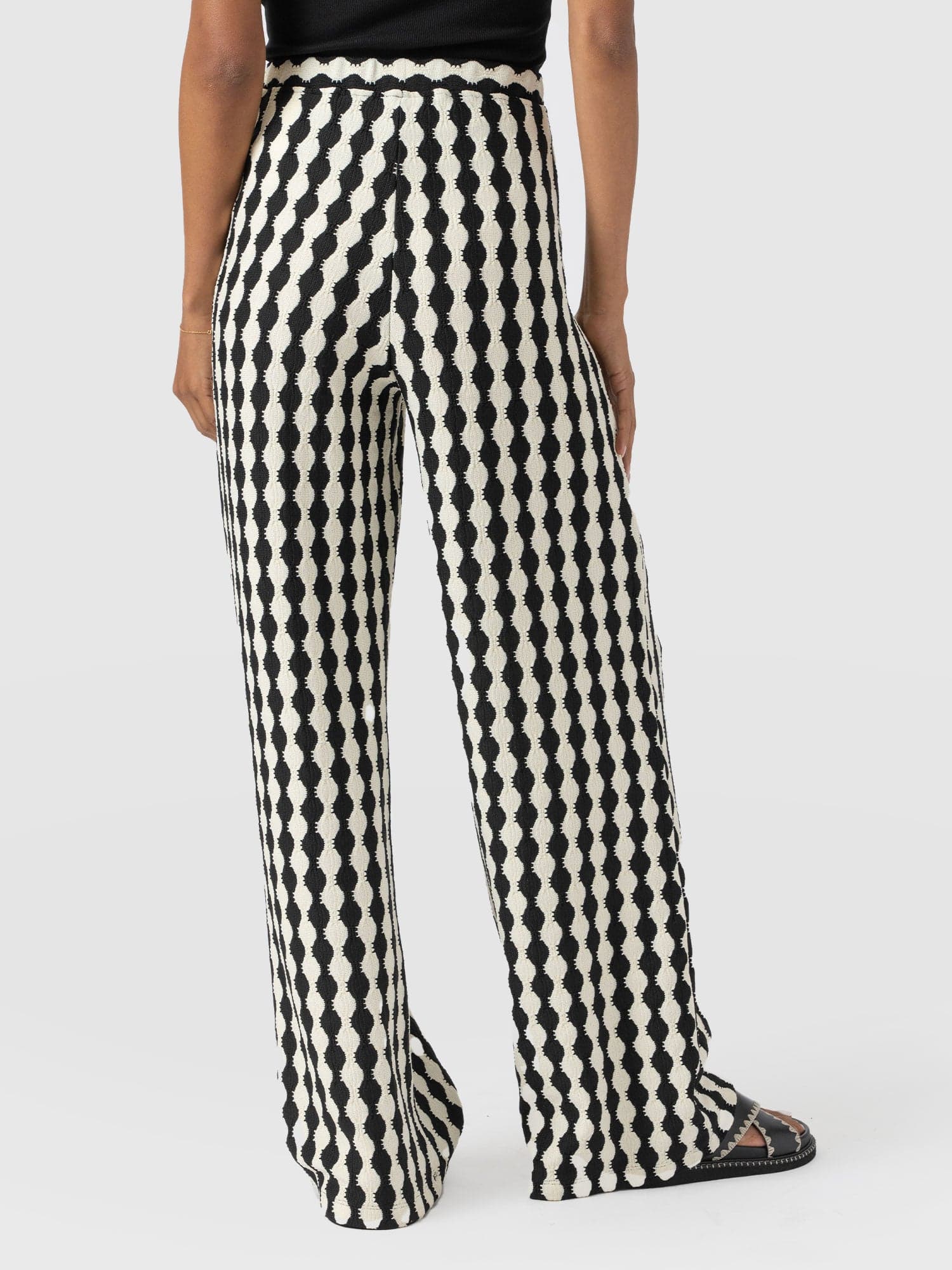 Victory Wide Leg Pant - Black/Cream - Women's Trouserss | Saint + Sofia® USA