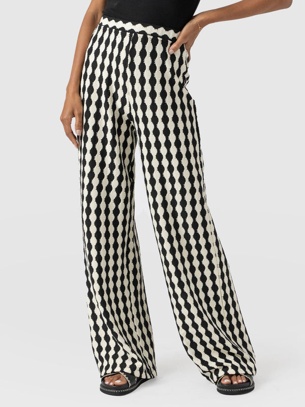 Victory Wide Leg Pant - Black/Cream - Women's Trouserss | Saint + Sofia® USA
