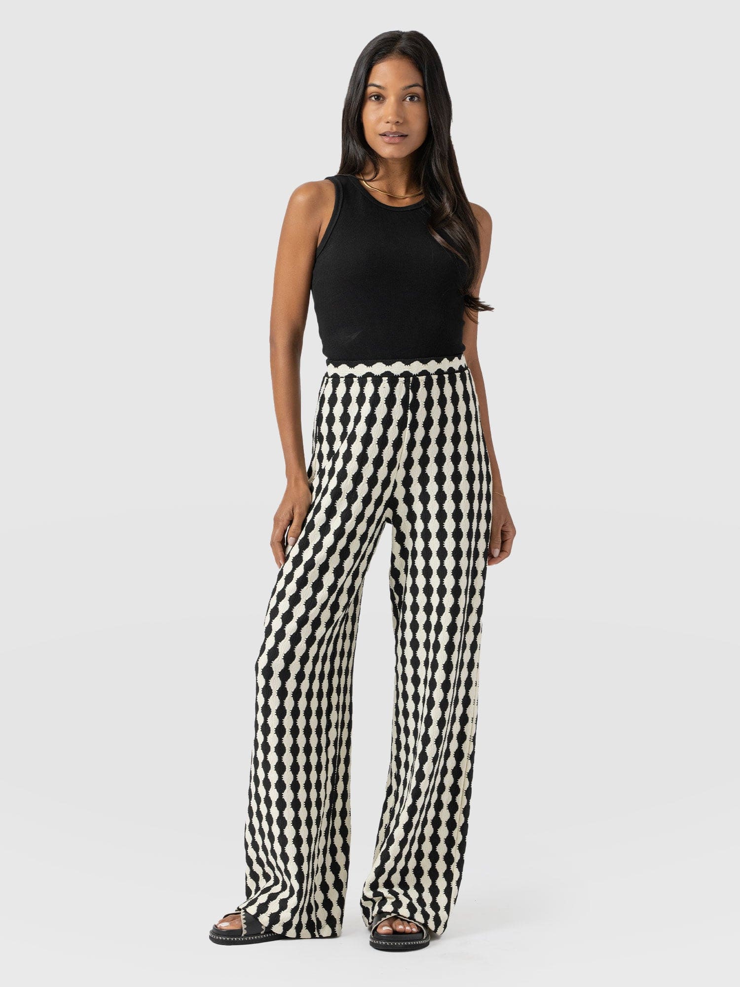 Victory Wide Leg Pant - Black/Cream - Women's Trouserss | Saint + Sofia® USA