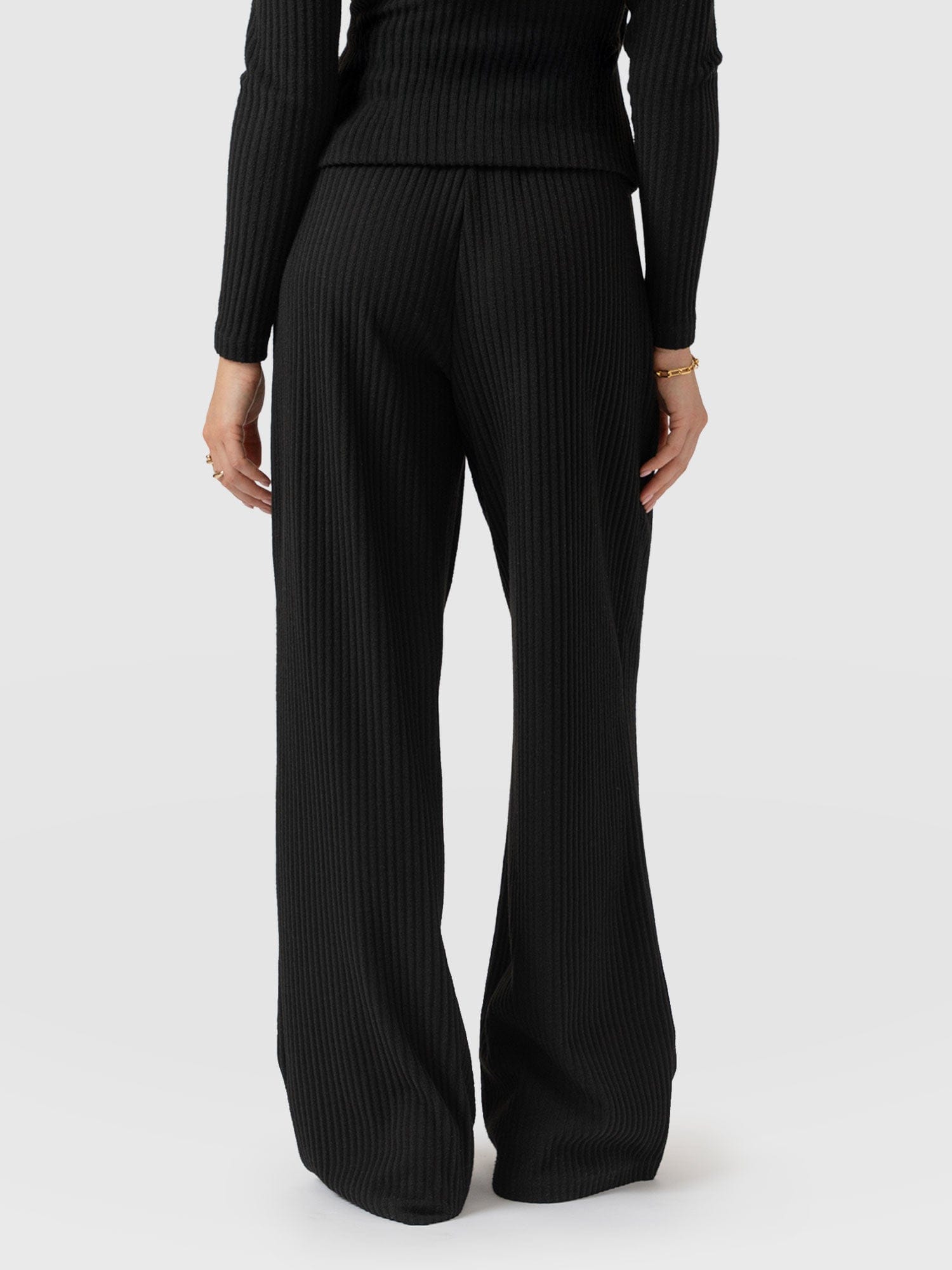 Victory Wide Leg Pant - Black Rib - Women's Pants | Saint + Sofia® USA