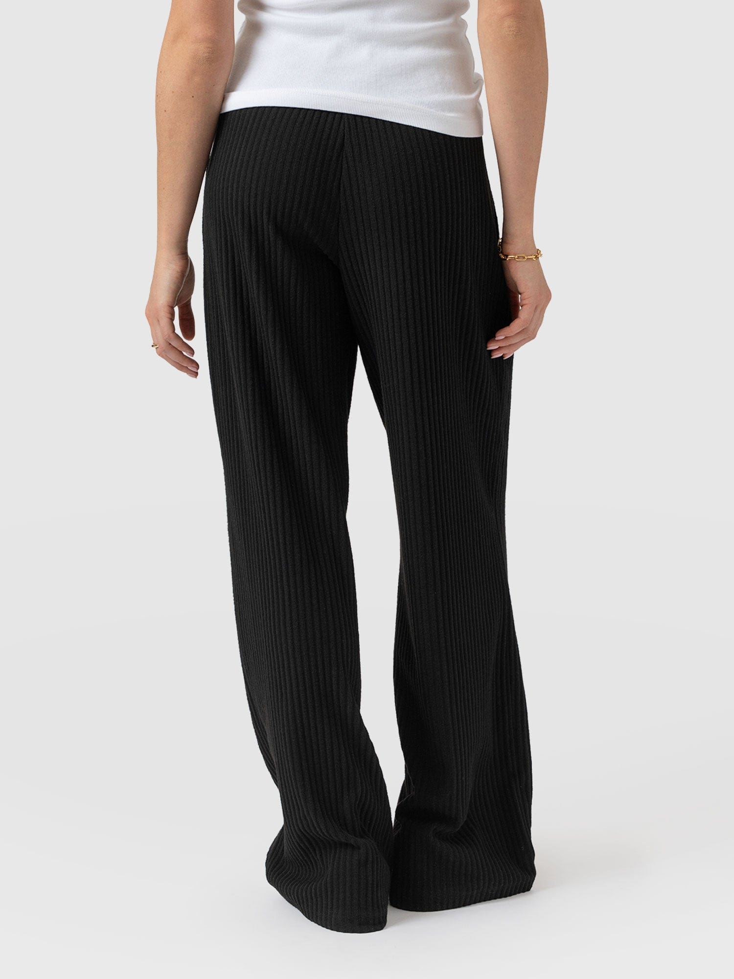 Victory Wide Leg Pant - Black Rib - Women's Pants | Saint + Sofia® USA