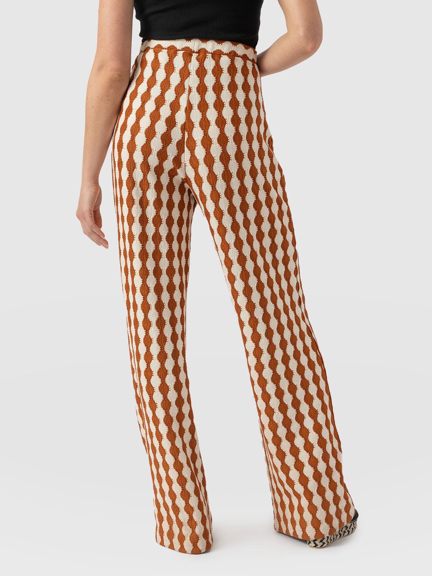 Victory Wide Leg Pant - Brown/Cream - Women's Trouserss | Saint + Sofia® USA