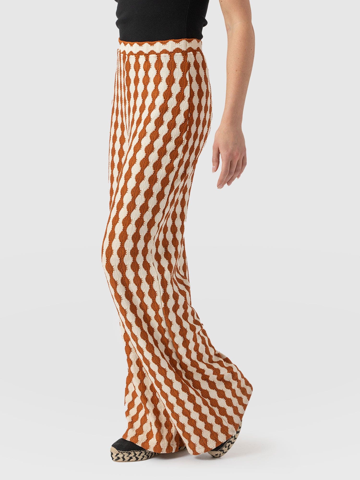 Victory Wide Leg Pant - Brown/Cream - Women's Trouserss | Saint + Sofia® USA