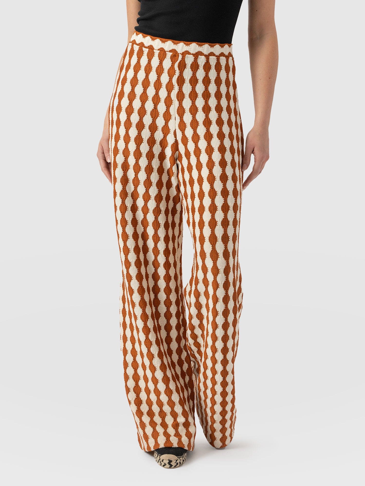 Victory Wide Leg Pant - Brown/Cream - Women's Trouserss | Saint + Sofia® USA