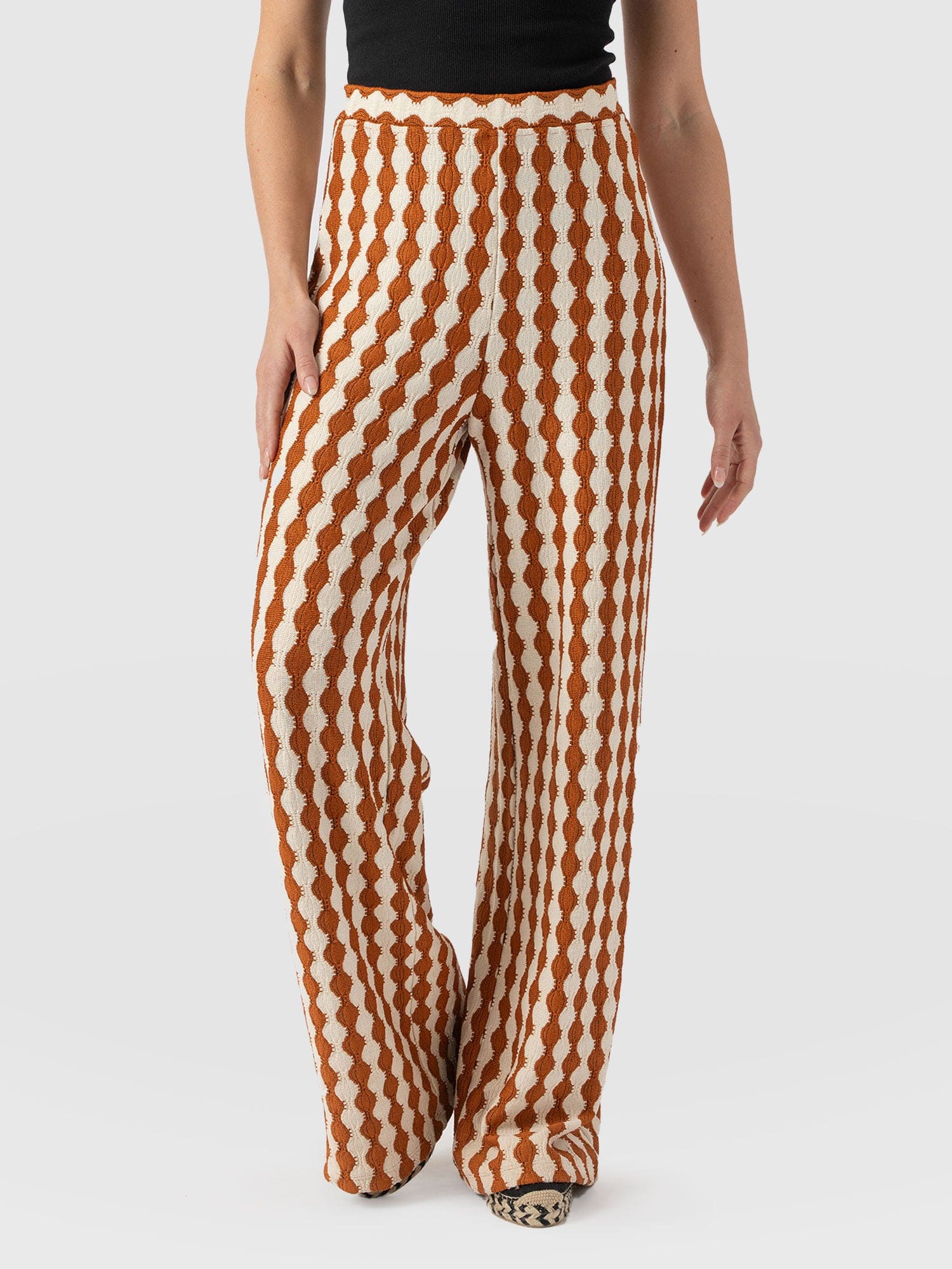 Victory Wide Leg Pant - Brown/Cream - Women's Trouserss | Saint + Sofia® USA