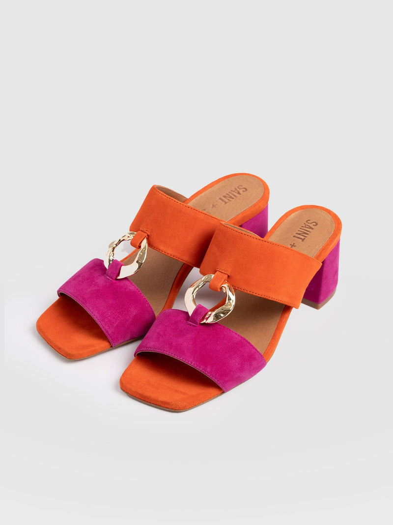 Vivienne Heeled Mules - Pink/Orange - Women's Shoes | Saint + Sofia® USA