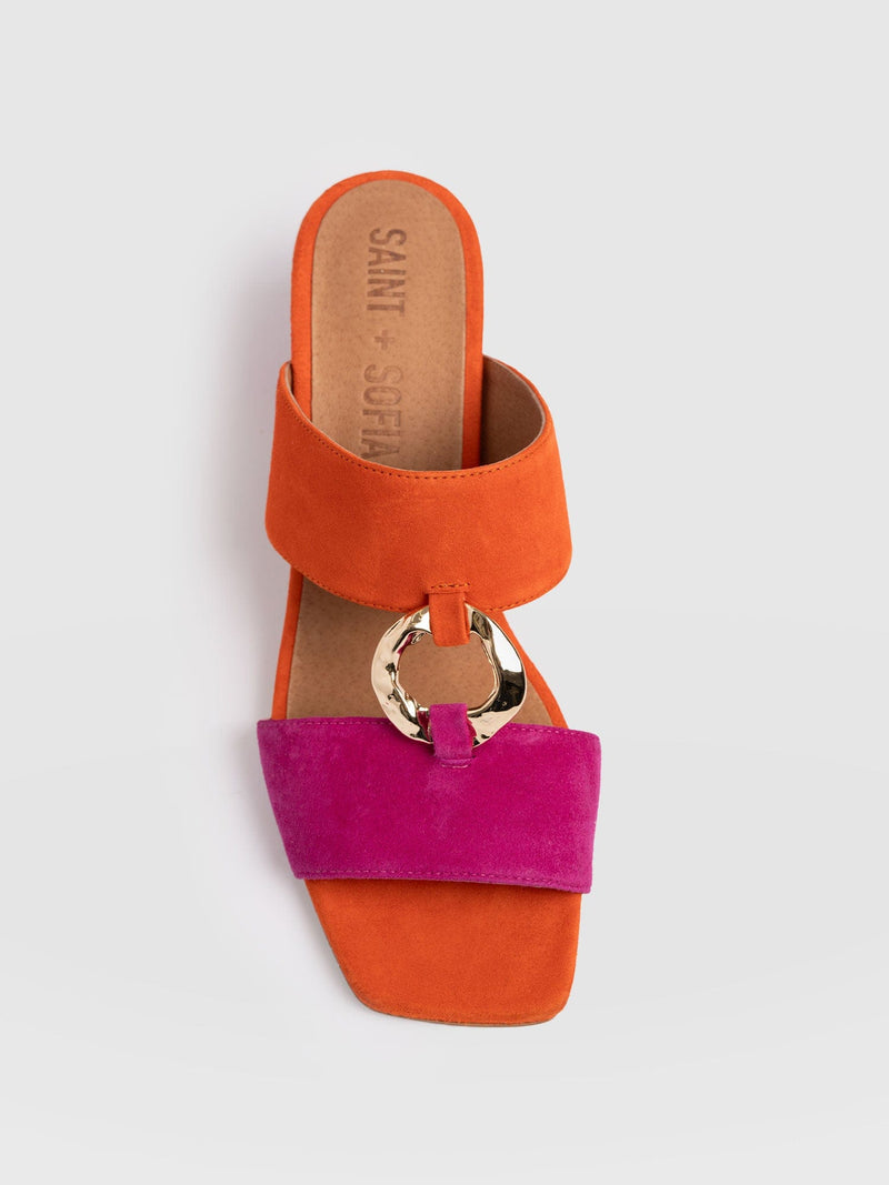 Vivienne Heeled Mules - Pink/Orange - Women's Shoes | Saint + Sofia® USA