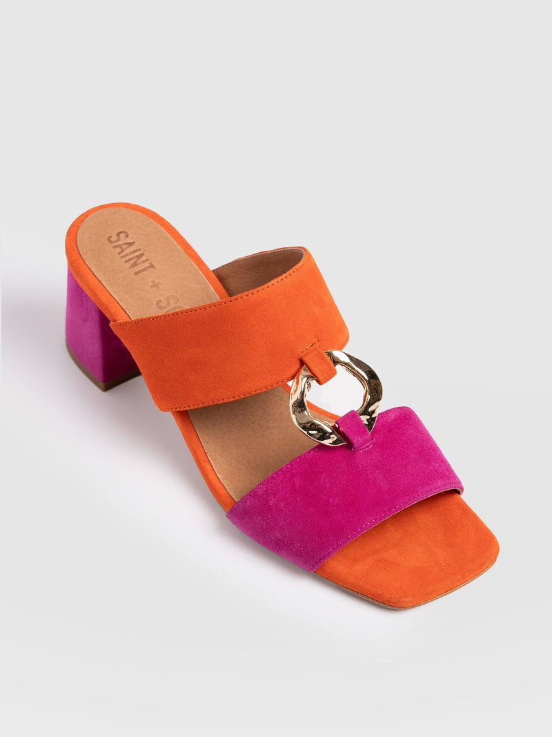 Vivienne Heeled Mules - Pink/Orange - Women's Shoes | Saint + Sofia® USA