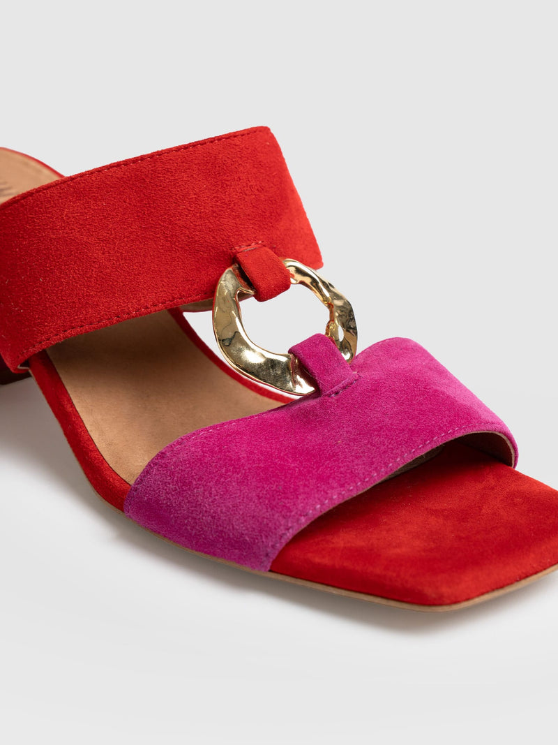 Vivienne Heeled Mules - Pink/Red - Women's Shoes | Saint + Sofia® USA