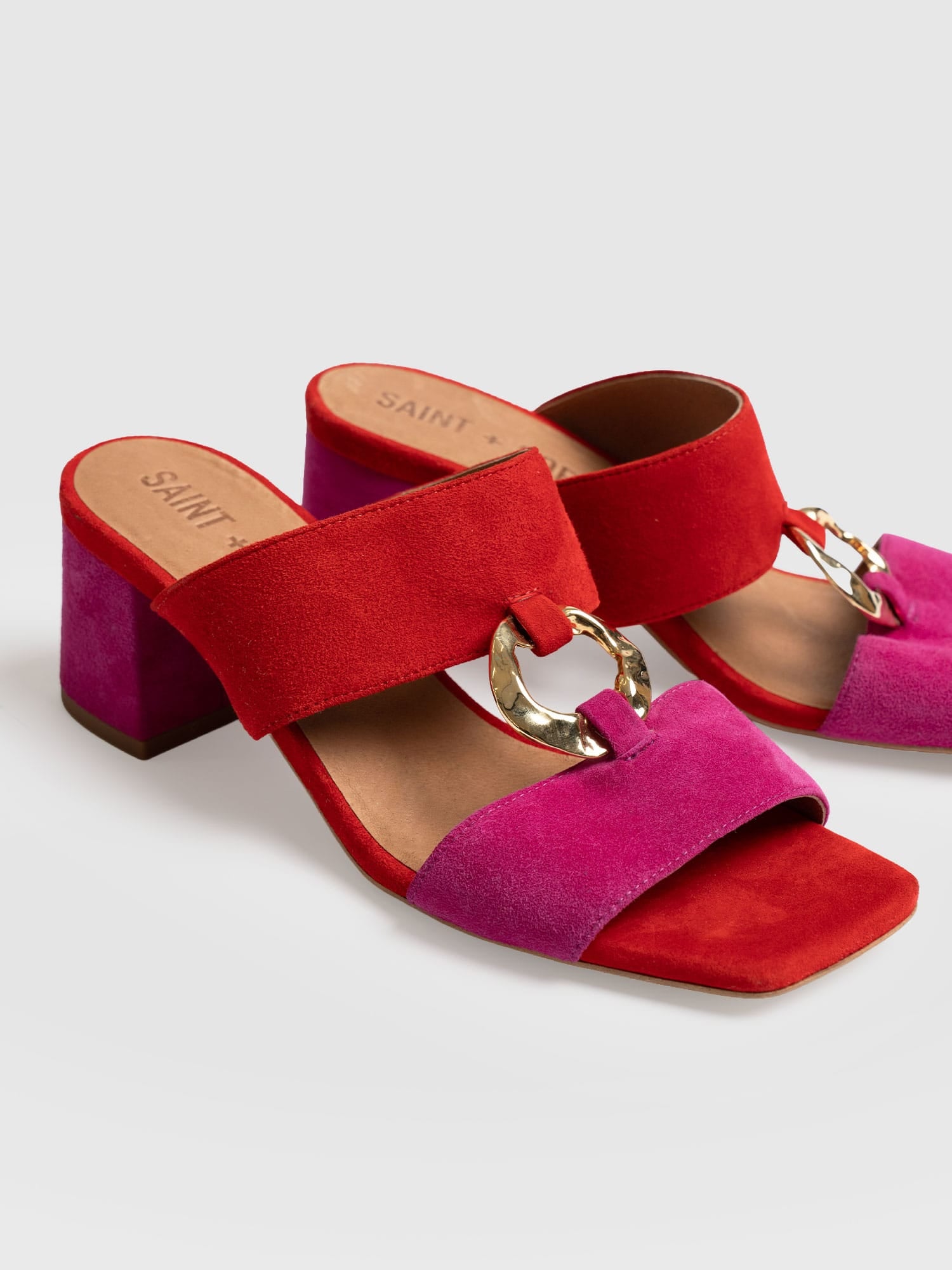 Vivienne Heeled Mules - Pink/Red - Women's Shoes | Saint + Sofia® USA