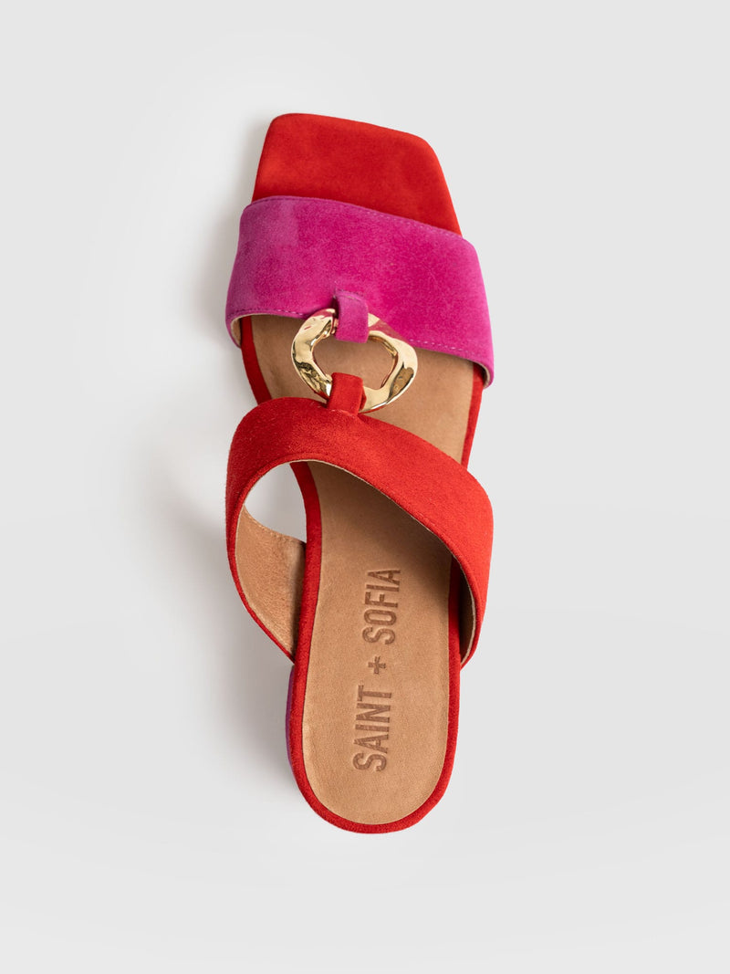 Vivienne Heeled Mules - Pink/Red - Women's Shoes | Saint + Sofia® USA
