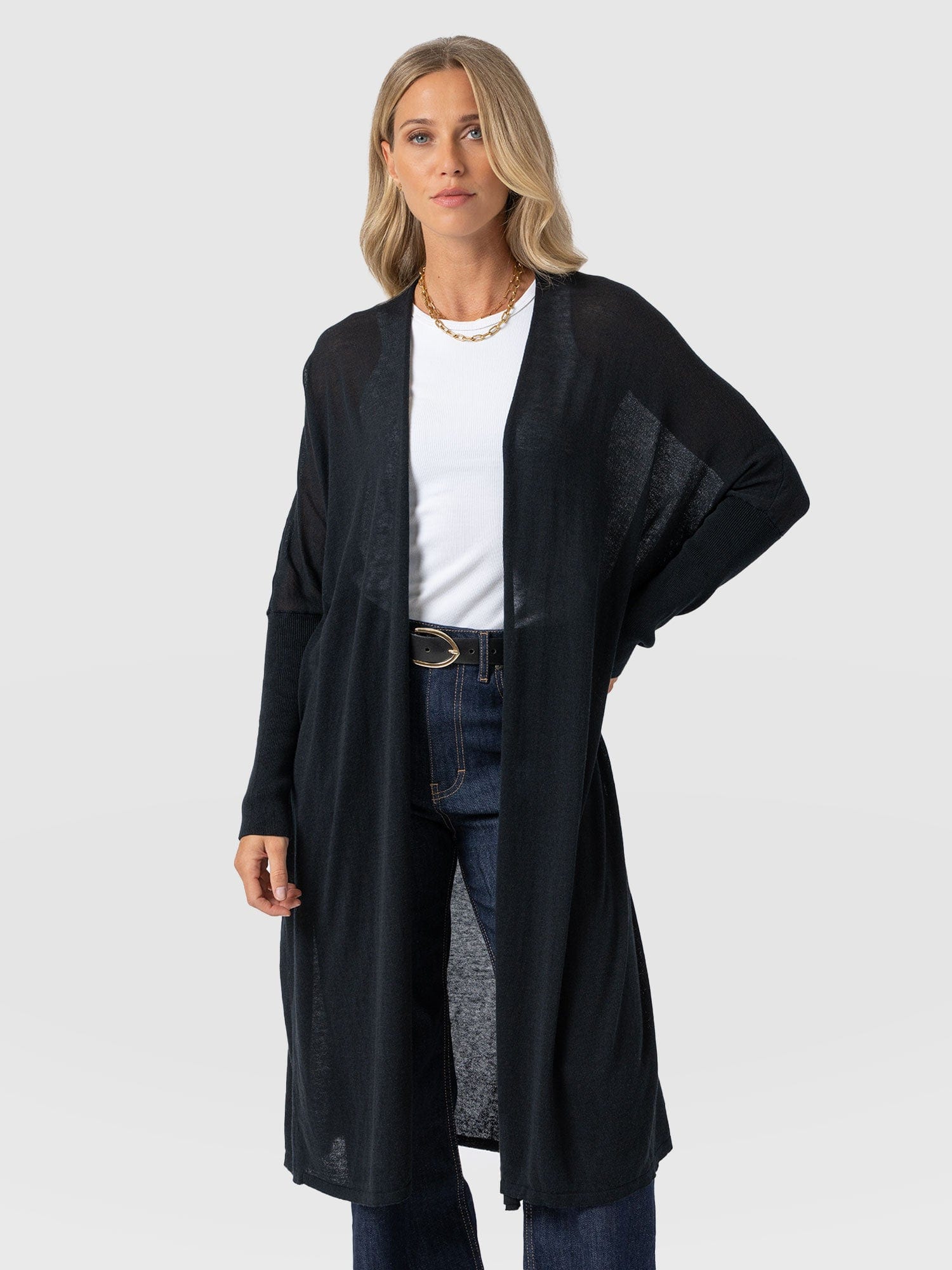 Waterfall Cardigan - Black - Women's Cardigans | Saint + Sofia® USA