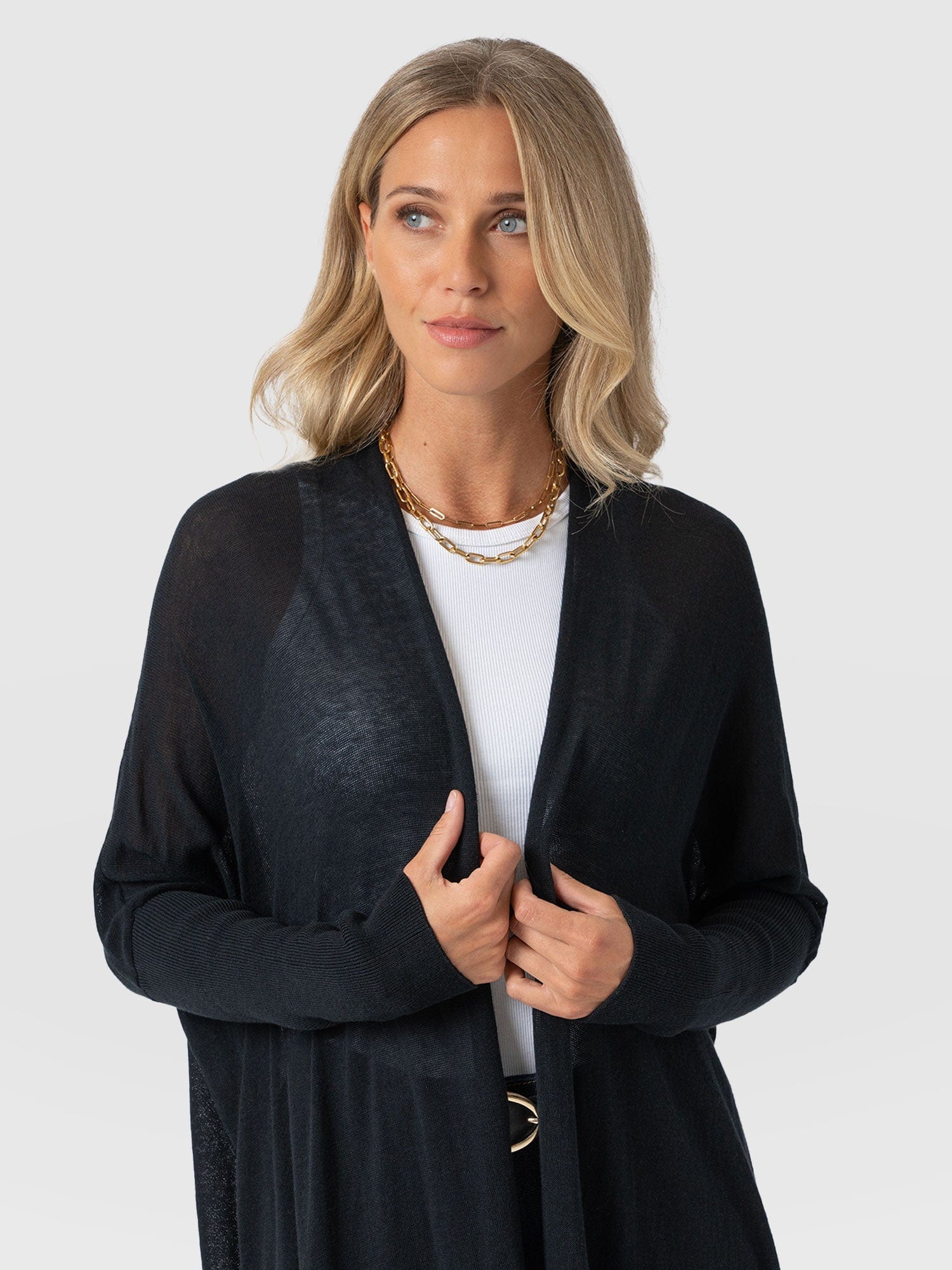 Waterfall Cardigan - Black - Women's Cardigans | Saint + Sofia® USA