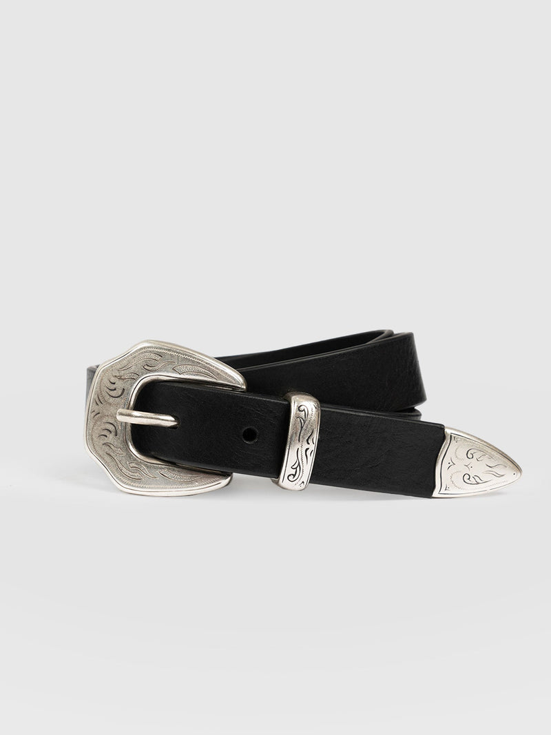 Western Belt Black - Leather Belts | Saint + Sofia® UK