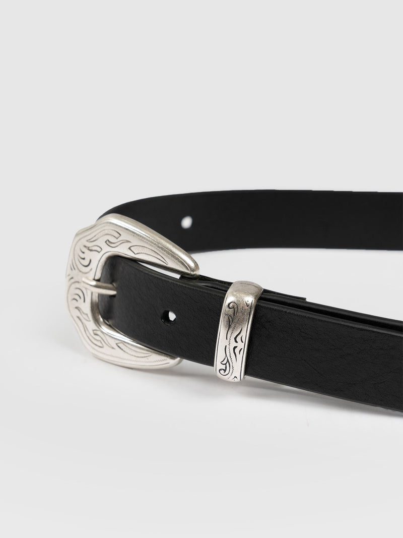 Western Belt Black - Leather Belts | Saint + Sofia® UK