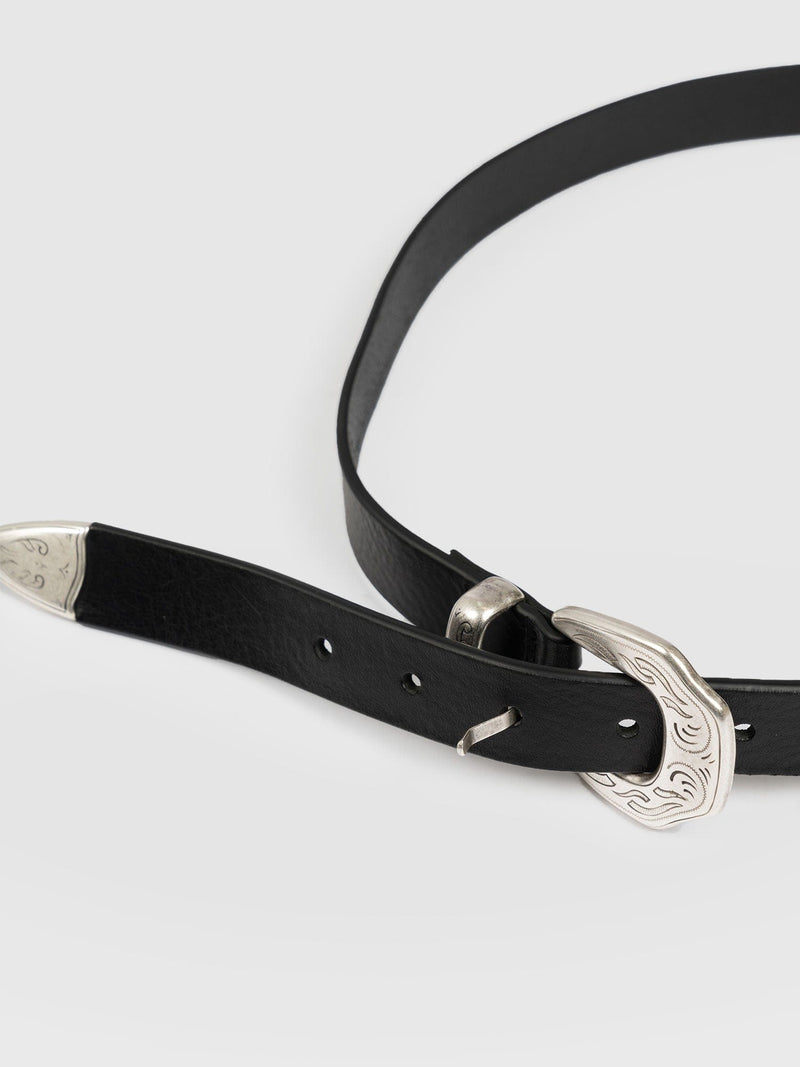 Western Belt Black - Leather Belts | Saint + Sofia® UK