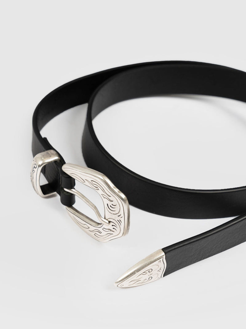 Western Belt Black - Leather Belts | Saint + Sofia® UK