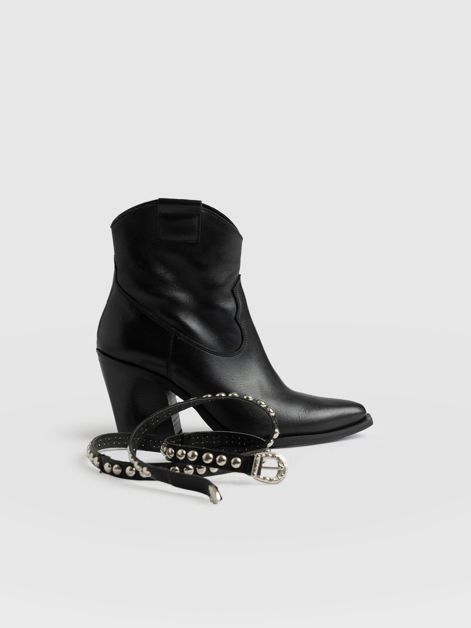 Western Studded Boot Black - Women's Leather Boots | Saint + Sofia® USA