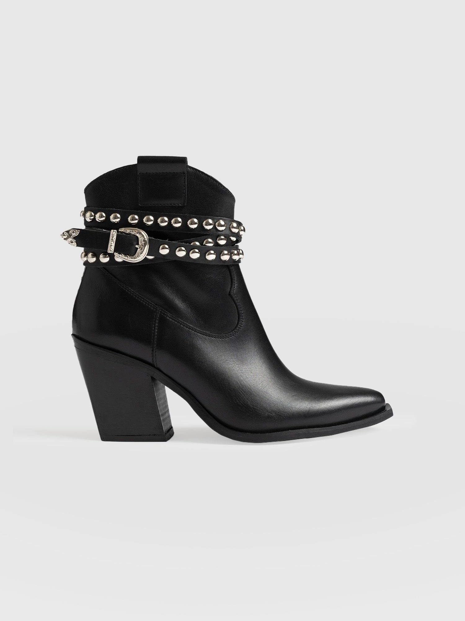 Studded western ankle fashion boots