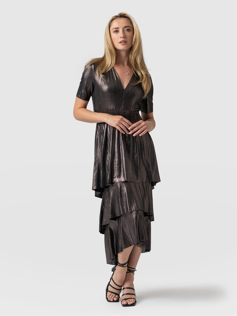 Whitney Tiered Dress Gunmetal - Women's Dresses | Saint + Sofia® USA