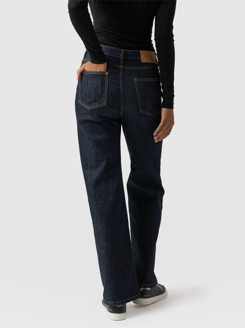 Wide Leg Button Fly Jean Indigo Blue - Women's Jeans | Saint + Sofia® USA