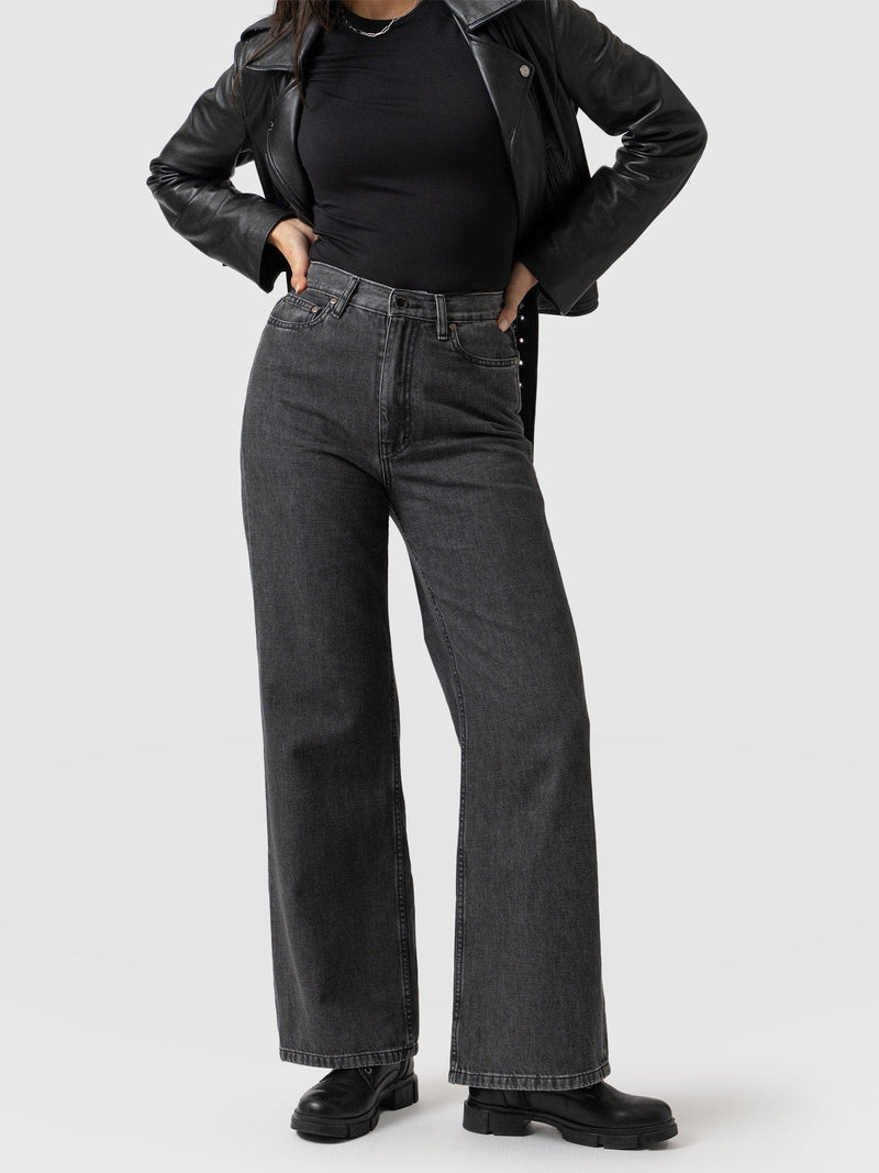 Wide Leg Flare Jeans Black - Women's Jeans | Saint + Sofia® USA