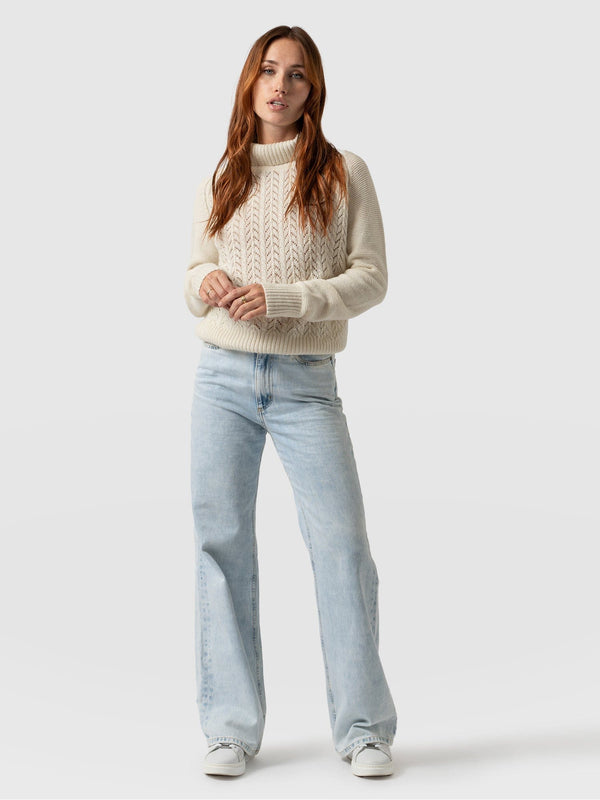 Wide Leg Flare Jeans Pale Blue - Women's Jeans | Saint + Sofia® USA