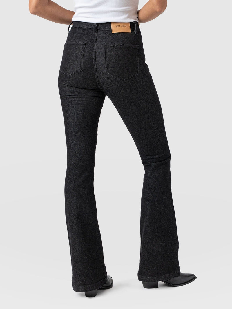 Wide Leg Flare Stretch Jeans Black Wash - Women's Jeans | Saint + Sofia® US