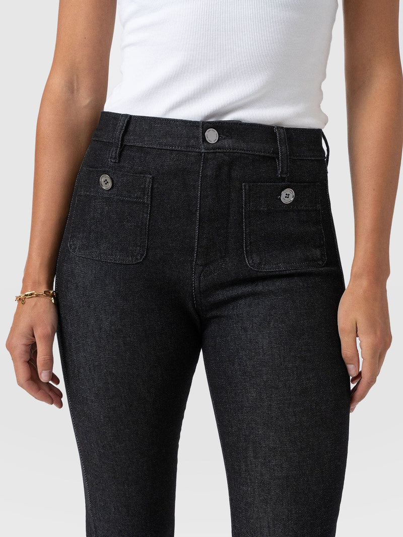 Wide Leg Flare Stretch Jeans Black Wash - Women's Jeans | Saint + Sofia® US