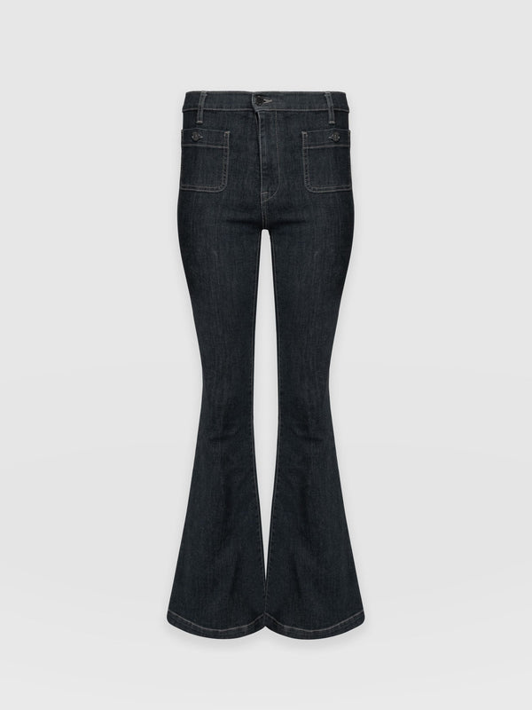 Wide Leg Flare Stretch Jeans Black Wash - Women's Jeans | Saint + Sofia® US
