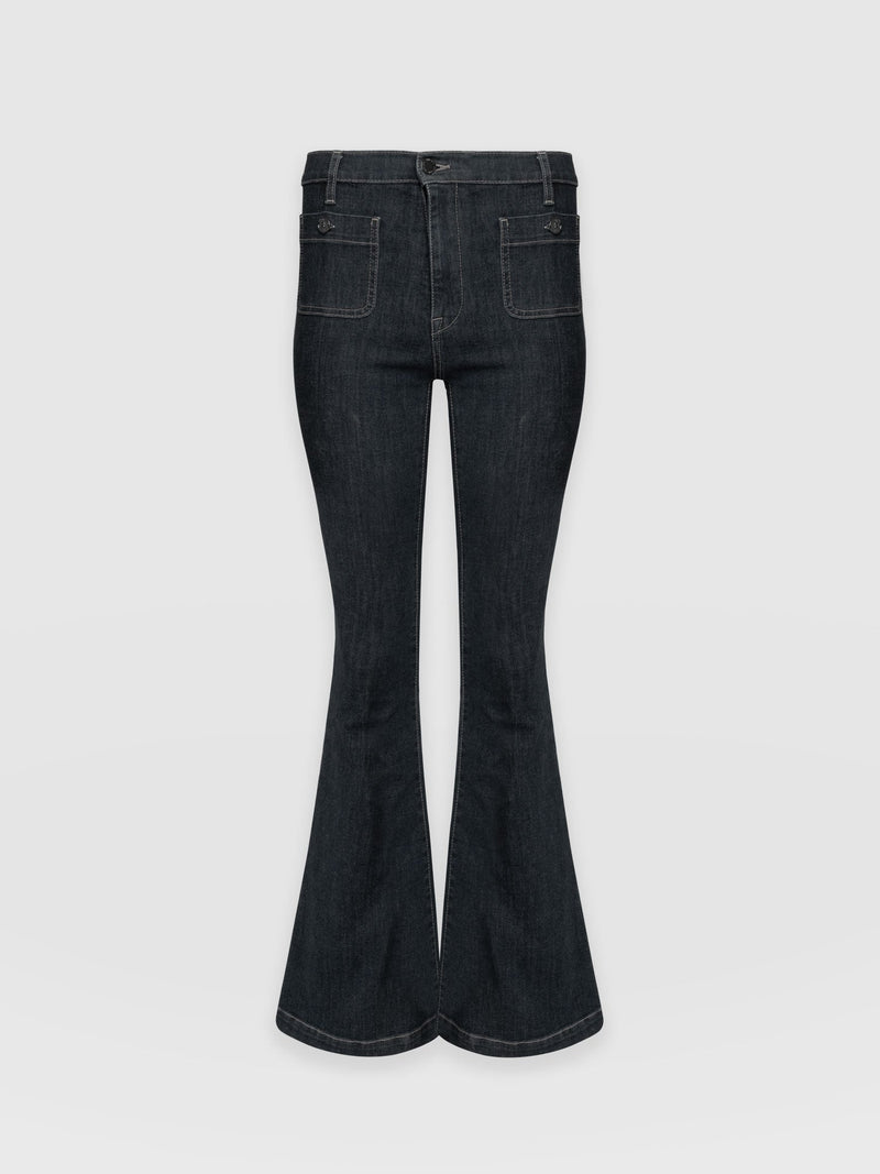 Wide Leg Flare Stretch Jeans Black Wash - Women's Jeans | Saint + Sofia® US