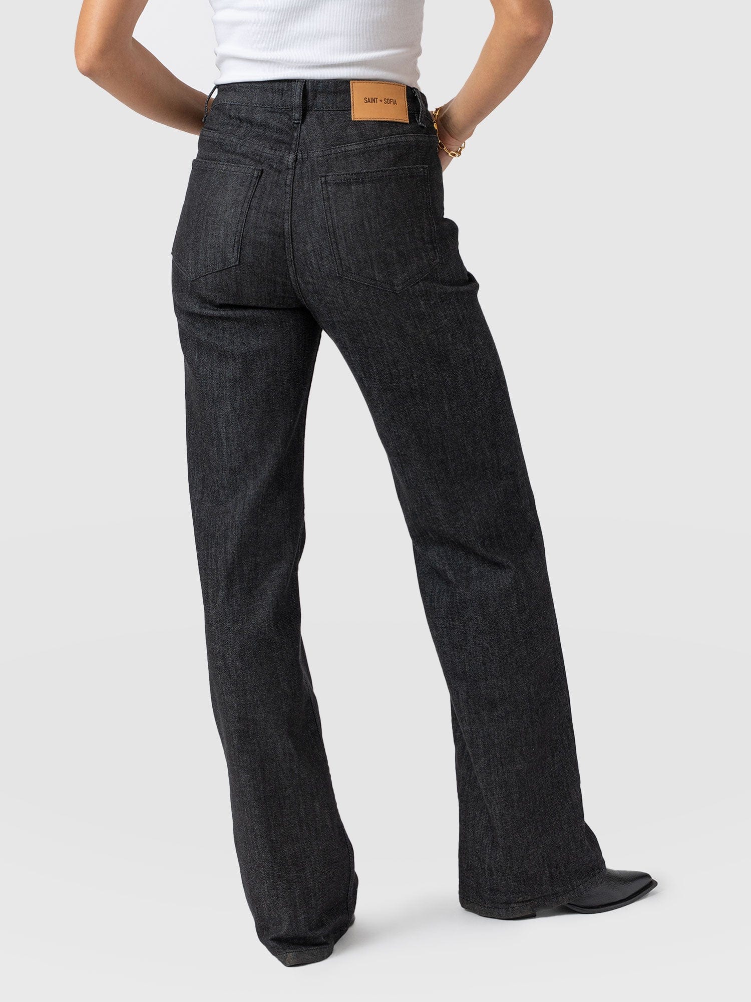 Wide Leg Flare Stretch Jeans Black Wash - Women's Jeans | Saint + Sofia® US