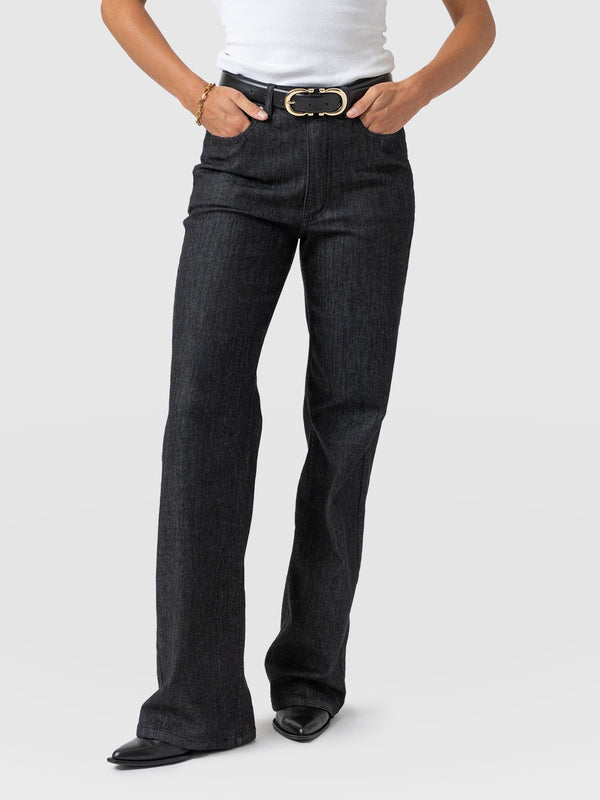 Wide Leg Flare Stretch Jeans Black Wash - Women's Jeans | Saint + Sofia® US