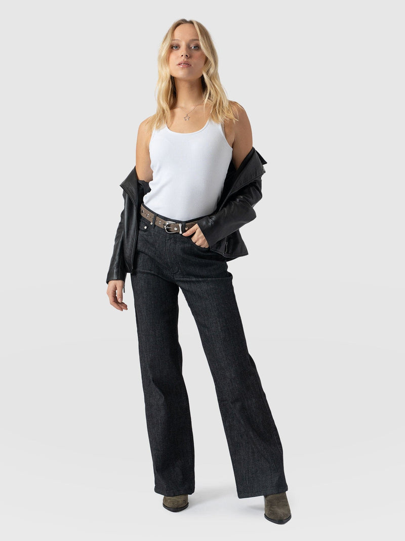 Wide Leg Flare Stretch Jeans Black - Women's Jeans | Saint + Sofia® US