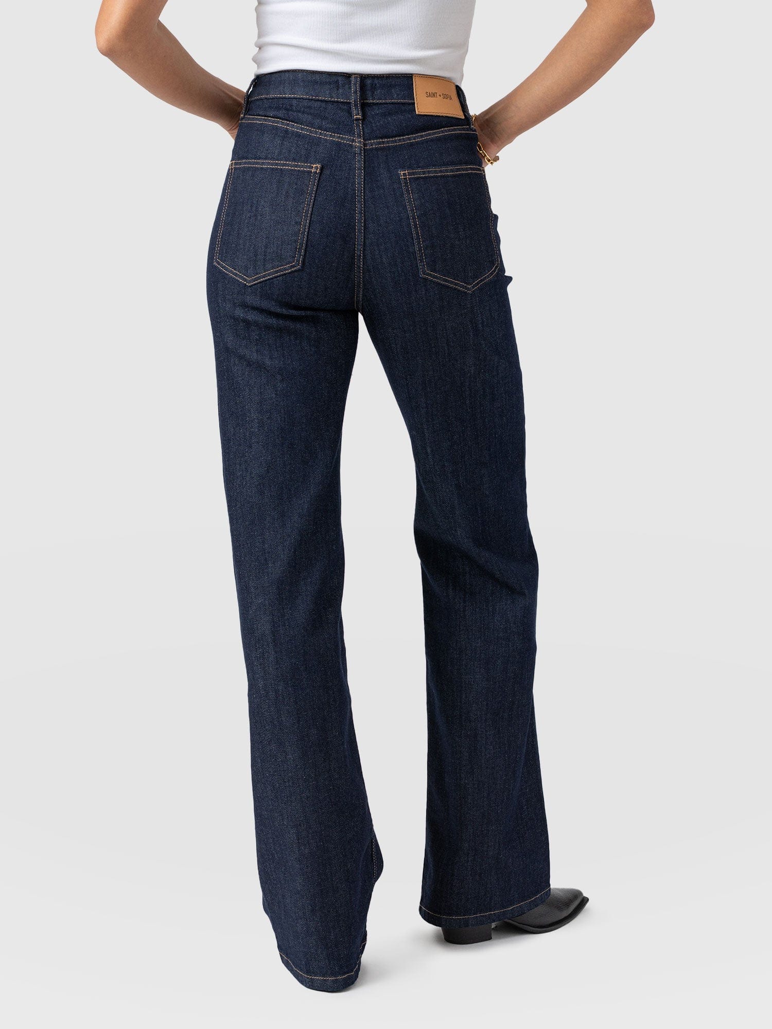 Wide Leg Flare Stretch Jeans Ingido Blue - Women's Jeans | Saint + Sofia® US