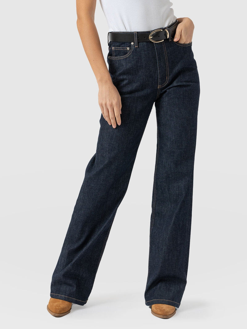 Wide Leg Flare Stretch Jeans Ingido Blue - Women's Jeans | Saint + Sofia® US