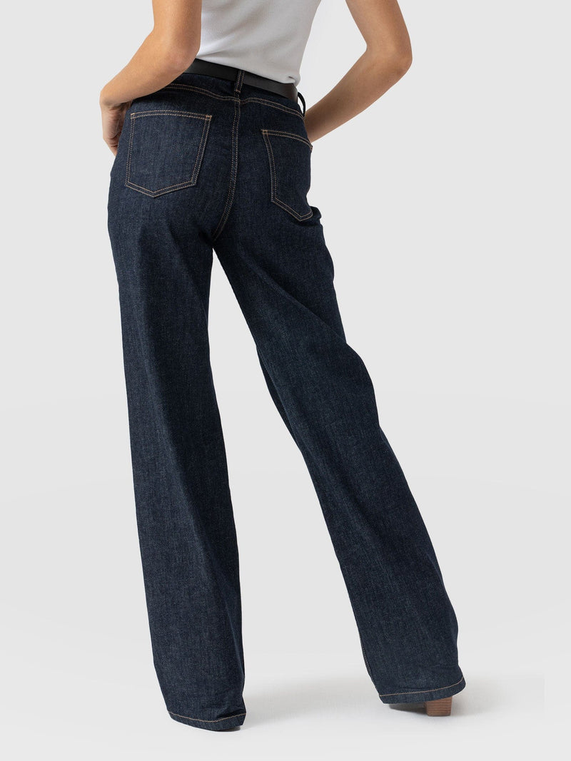 Wide Leg Flare Stretch Jeans Ingido Blue - Women's Jeans | Saint + Sofia® US