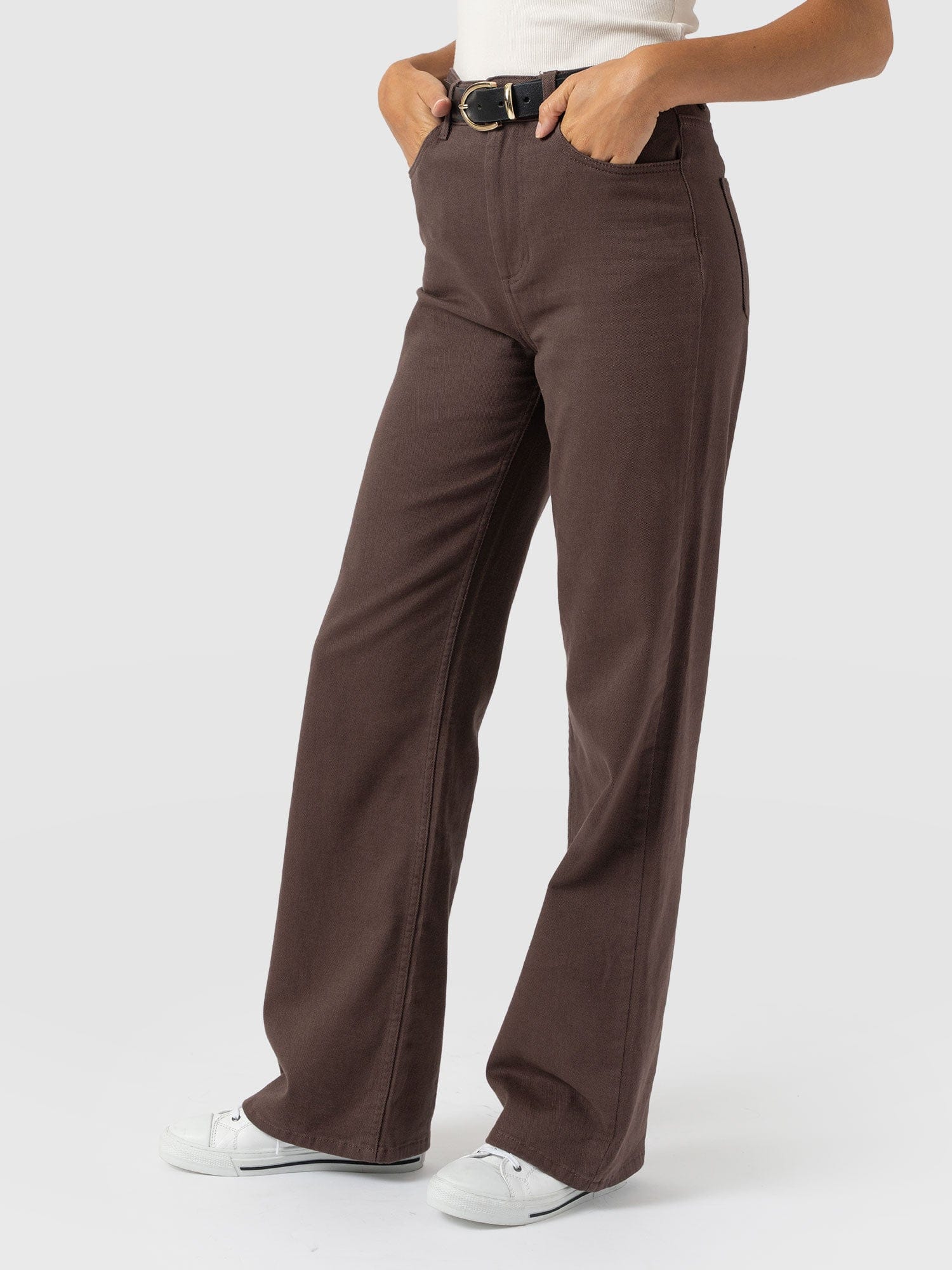 Wide Leg Jeans - Brown - Women's Jeans | Saint + Sofia® USA