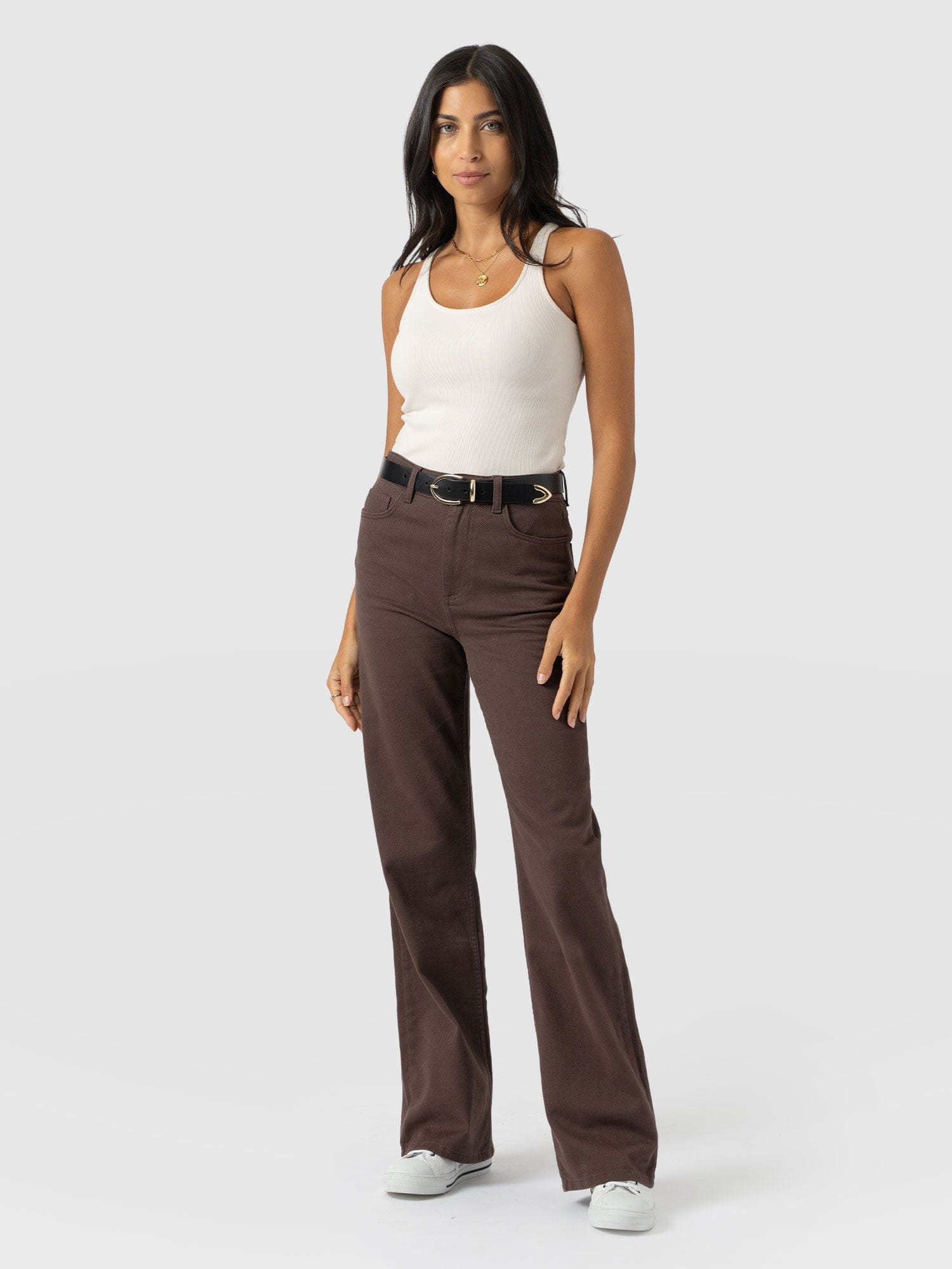 Wide Leg Jeans - Brown - Women's Jeans | Saint + Sofia® USA